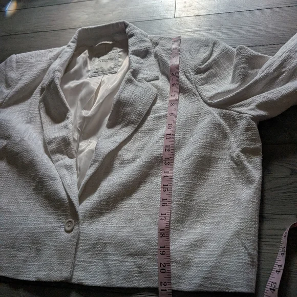 Abercrombie & Fitch Tweed Cropped Preppy White‎ Blazer Size XL - Picture 8 of 8